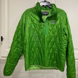 Green Patagonia halfzip puffy jacket